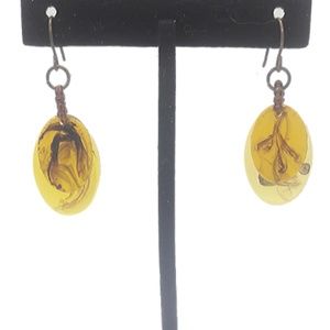 Translucent Golden Oval Boho Earrings